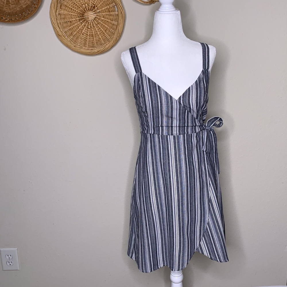Lush Striped Wrap Tank Top Dress
